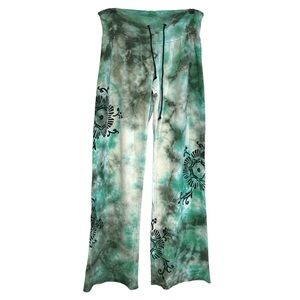 Rare lucky brand M sweatpants mehndi art graphic tie dye boho USA Y2K wide leg